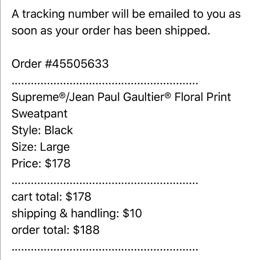 Jpg x supreme sweatpants/deadstock